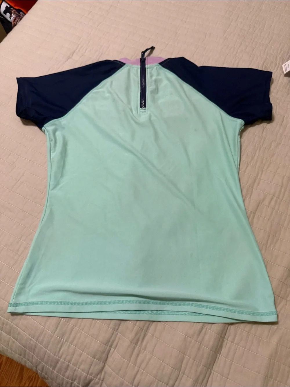 Eddie Bauer Mint, Navy & Lavender Girls' Swim Set with Floral Print size L 14/16